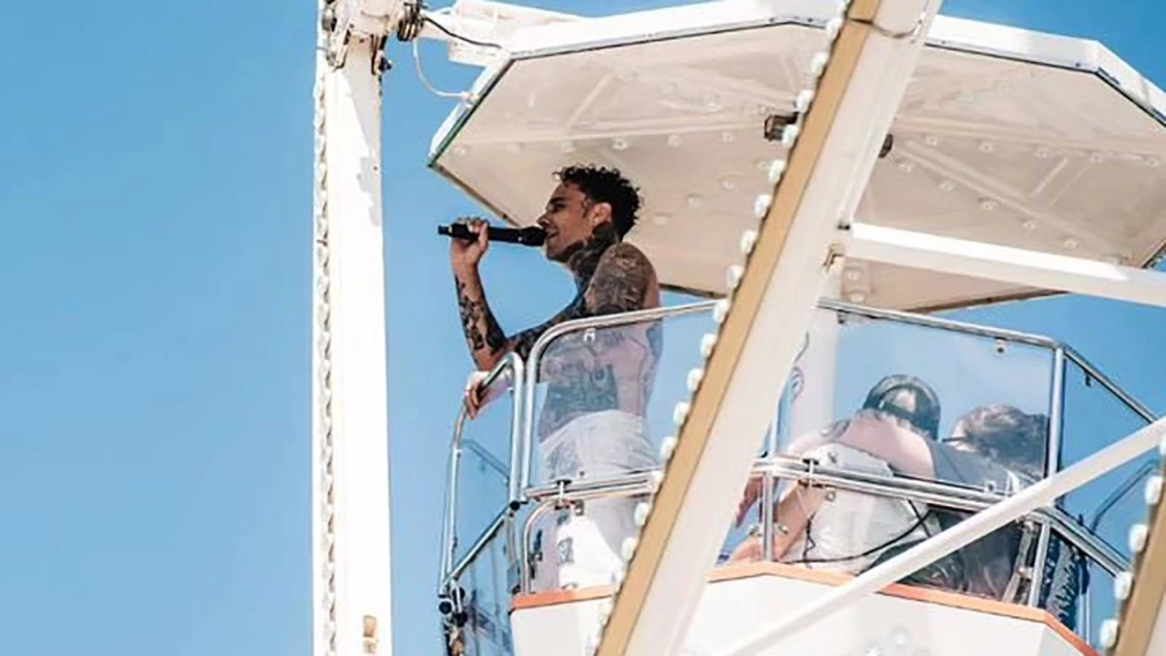 See FEVER 333 singer rage on Ferris wheel at German festival
